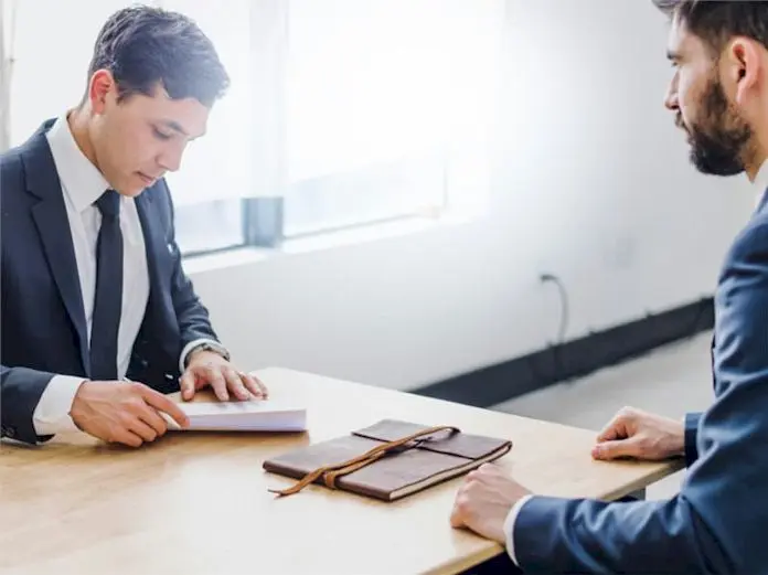 mortgage lender office interior with glass walls and professional setting
